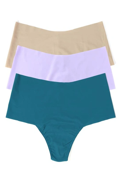 Hanky Panky Breathe Assorted 3-pack High Waist Thongs In Earth Dance/taupe/wisteria