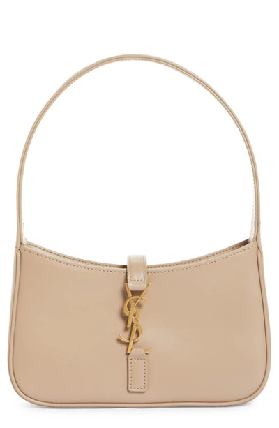 Saint Laurent Micro Le 5 À 7 Leather Hobo In Neutrals