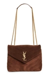 Saint Laurent Small Lou Suede Crossbody Bag In Brown Coffee