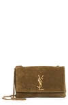 Saint Laurent Kate Reversible Suede & Leather Crossbody Bag In Loden Green