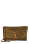 Saint Laurent Kate Supple Reversible Leather Shoulder Bag In Loden Green