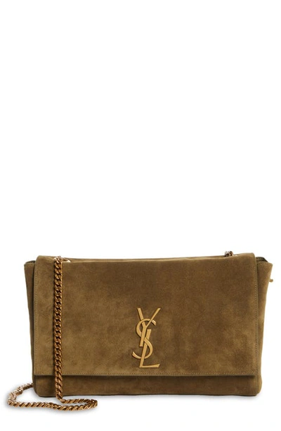 Saint Laurent Kate Supple Reversible Leather Shoulder Bag In Loden Green