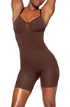 Skims Womens Cocoa Sculpt Ruched Stretch-woven Body In Brown