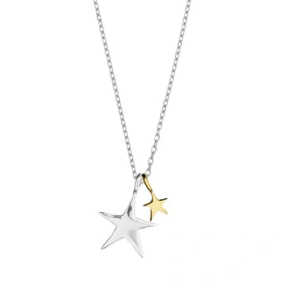 Estella Bartlett Silver And Gold Double Star Necklace In Metallic
