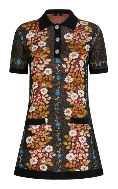 Etro Printed Knitted Mini Dress In Multi