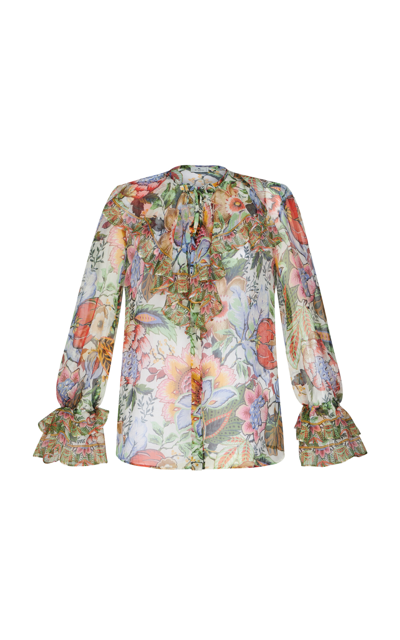 Etro Ruffled Silk Shirt In White