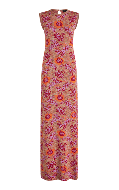 Etro Floral-knit Maxi Dress In Pink