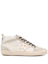 GOLDEN GOOSE NEUTRAL MID STAR CRYSTAL EMBELLISHED SNEAKERS,GWF00122F0045421149720261303