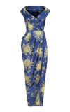 ETRO OFF-THE-SHOULDER FLORAL-SATIN MIDI WRAP DRESS