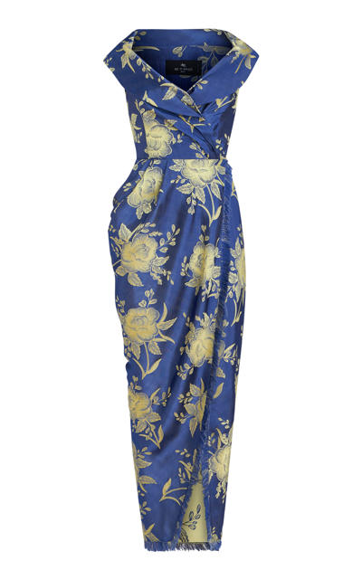 Etro Off-the-shoulder Printed Midi Dress In Multicolor