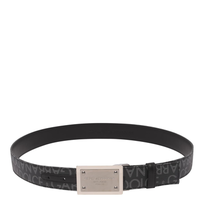 Dolce & Gabbana Logo Printed Buckle Belt In Black
