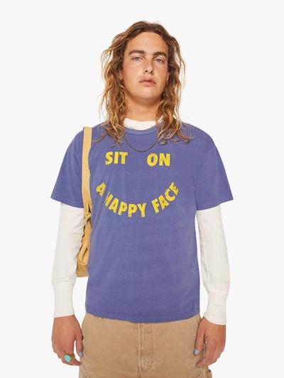 Mother The Lowdown Sit On A Happy Face Tee Shirt In Navy