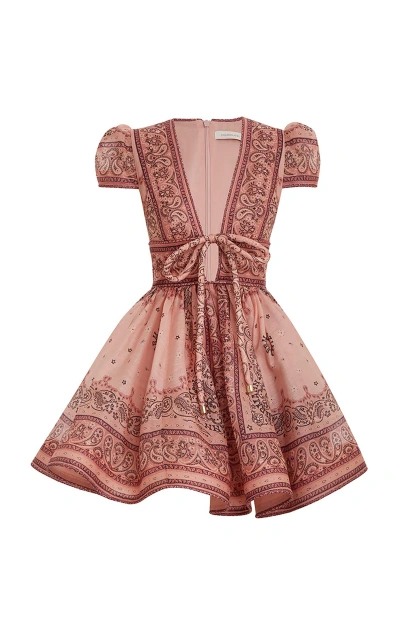Zimmermann Matchmaker Structured Linen-silk Mini Dress In Rose