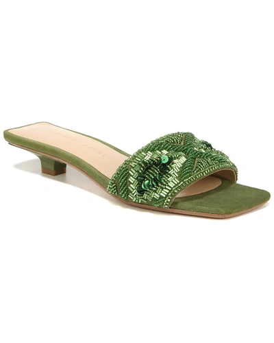 Veronica Beard Finlee Beaded Suede Mule Sandals In Green