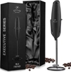 Zulay Kitchen Black Executive Series Ultra Premium Gift Milk Frother For Coffee With Improved Stand