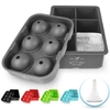 Zulay Kitchen Large Square Ice Cube Molds And Sphere Ice Ball Maker With Lid (set Of 2) In Grey