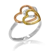 VIR JEWELS TRIO COLOR PINK AND ROSE GOLD PLATED STERLING SILVER FASHION HEART RING 3 HEARTS