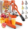 ZULAY KITCHEN PREMIUM QUALITY HEAVY DUTY MANUAL ORANGE JUICER AND LIME SQUEEZER PRESS STAND