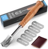 ZULAY KITCHEN BREAD SCORING KNIFE WITH 6 STAINLESS STEEL RAZOR BLADES AND LEATHER COVER