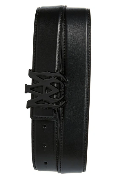 Amiri Monogram Logo Leather Belt In Black