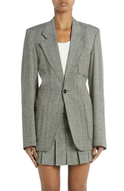 Bottega Veneta Slubbed Melange Viscose-blend Blazer In Grey