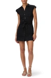 Paige Jaxsyn Belted Denim Mini Shirt Dress In Schwarz