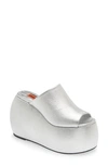 Simon Miller Bubble Vegan Metallic Platform Sandals In Silver