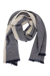 Brunello Cucinelli Cashmere Scarf With Selvedge In Blue