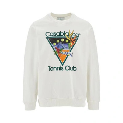 Casablanca Tennis Club Icon Printed Sweatshirt In White,multicolor