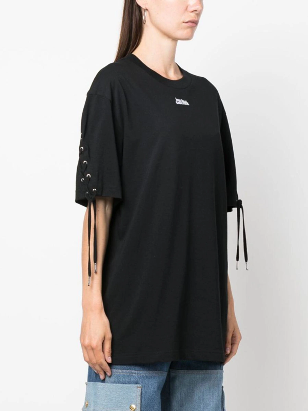 Jean Paul Gaultier Lace-up Logo-print T-shirt In Black | ModeSens
