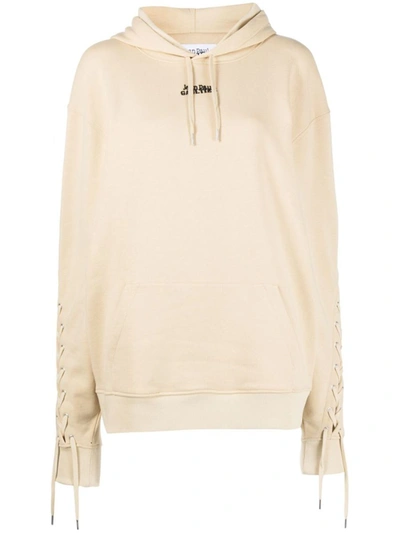 Jean Paul Gaultier Logo Cotton Hoodie In Beige