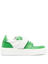 Ganni Sneaker Sporty In Pelle Bianca E Verde In Kelly Green