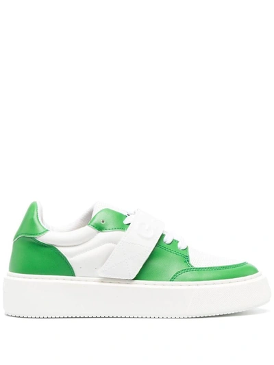 Ganni Sneaker Sporty In Pelle Bianca E Verde In Green
