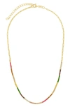 Sterling Forever Maria Rainbow Cubic Zirconia Frontal Tennis Necklace In Gold
