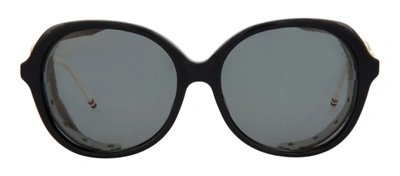 Thom Browne Tb503-ctnvywht-57 Round Sunglasses Mx In Grey