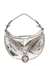 VERSACE 'HOBO' SILVER HAND BAG WITH MEDUSA DETAIL IN LAMINATED LEATHER WOMAN