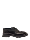 ALEXANDER MCQUEEN BLACK LACE-UP SHOES WITH QUARTER-BROGUE DETAIL IN LEATHER MAN