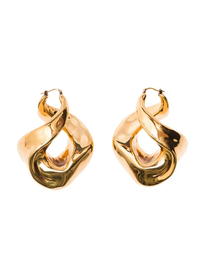 Alexander Mcqueen Gold-colored Twisted Earrings In Brass Woman In Metallic