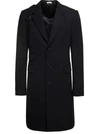 Alexander Mcqueen Black Single-breasted Coat With Harness Detail In Wool Man In Black