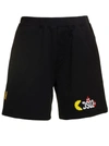 DSQUARED2 BLACK SHORTS WITH LOGO X PACMAN PRINT IN COTTON MAN