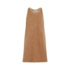 Totême Scoop-neck Wool-teddy Dress Chestnut In Nude &amp; Neutrals