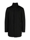 Moorer High-neck Padded Trench Coat In Black