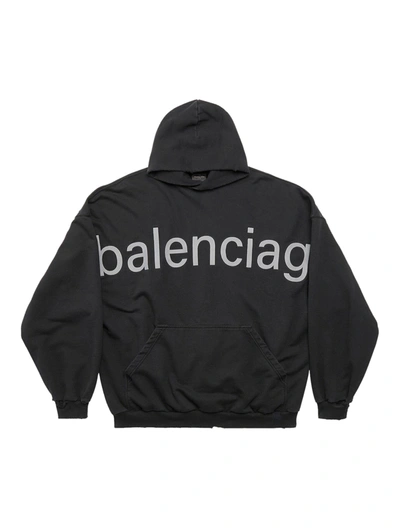Balenciaga Logo-print Cotton Hoodie In Black