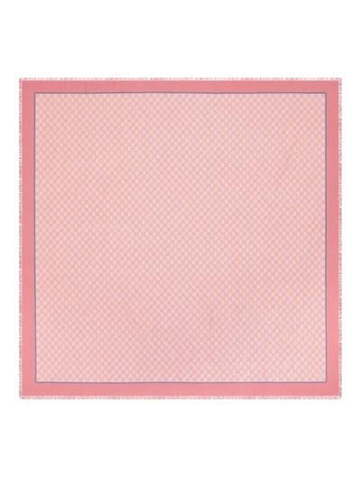 Gucci Gg Print With Horsebit Silk Shawl In Pink