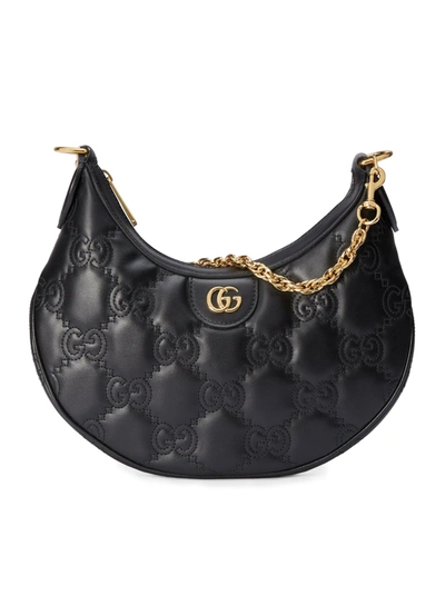 Gucci Small Size Shoulder Bag In Matelassé Leather With Gg In Black