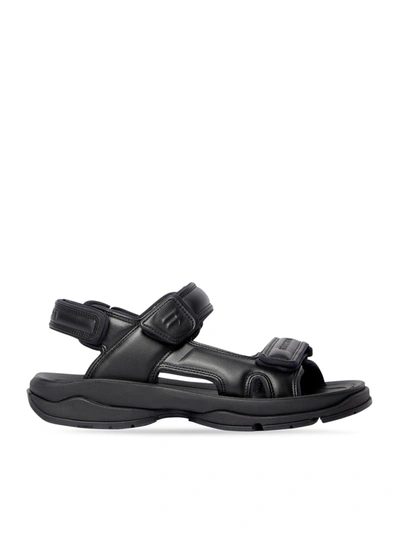 Balenciaga Tourist Faux-leather Sandals In Black