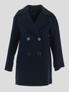 S Max Mara ' Woman Coat Midnight Blue Size 16 Wool