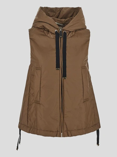 Max Mara The Cube Water-resistant Technical Canvas Gilet In Brown