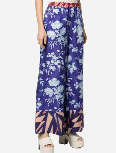 Pierre-louis Mascia Floral-print Silk Trousers In Blau