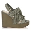 JIMMY CHOO NYA 120 MINK SUEDE WEDGES WITH FRINGING,NYA120SUE S